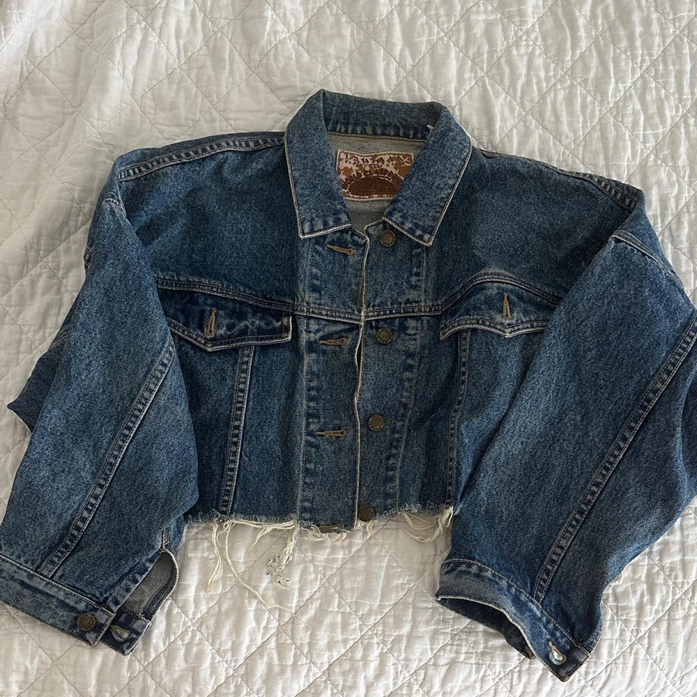 Vintage Blue Denim Cropped Jacket